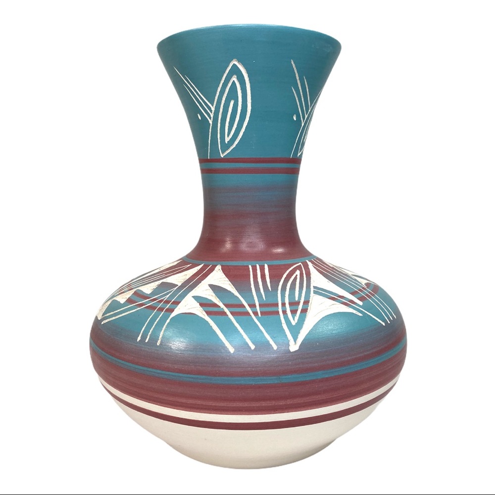 Original Navajo Silas Native American Etched Vase - Picture 5 of 10